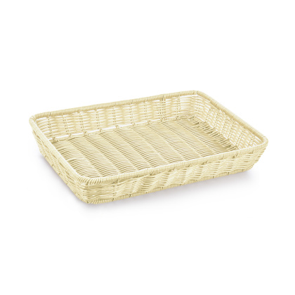 Корзина плетеная (бежевая ) 415х280 мм с крышкой полиротанг (кт1928 1929)